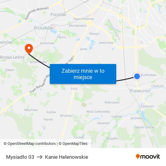 Mysiadło to Kanie Helenowskie map