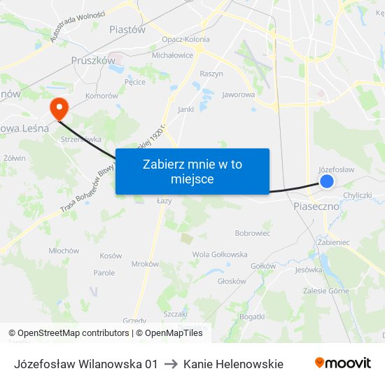 Józefosław Wilanowska 01 to Kanie Helenowskie map