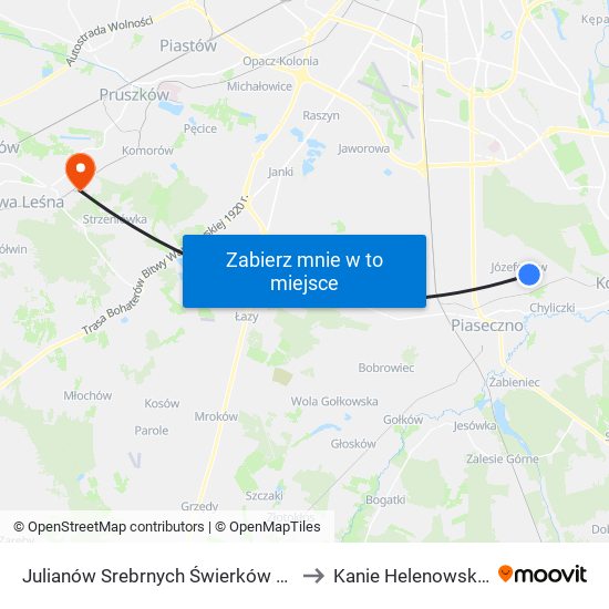 Julianów Srebrnych Świerków 01 to Kanie Helenowskie map