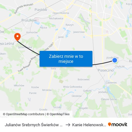 Julianów Srebrnych Świerków 02 to Kanie Helenowskie map