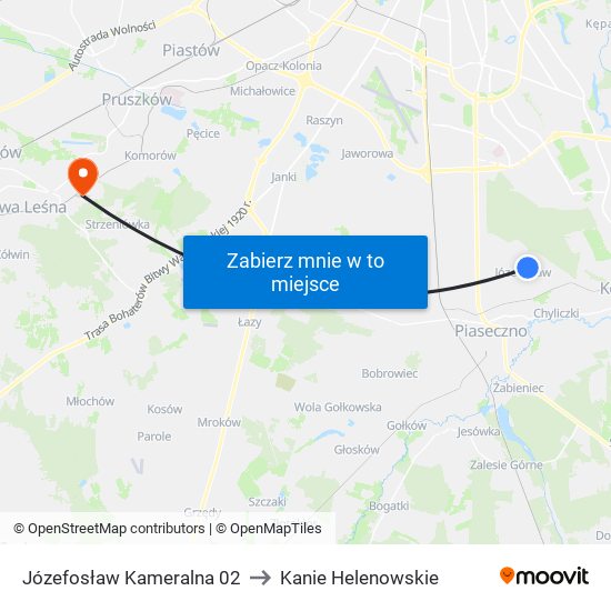 Józefosław Kameralna 02 to Kanie Helenowskie map