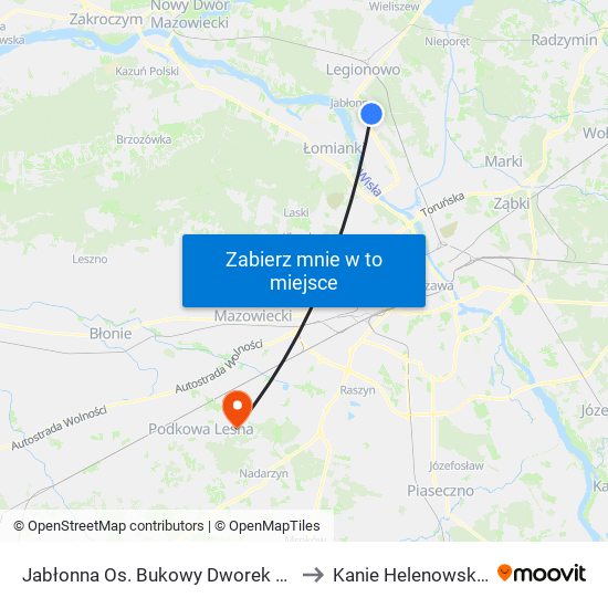 Jabłonna Os. Bukowy Dworek 02 to Kanie Helenowskie map