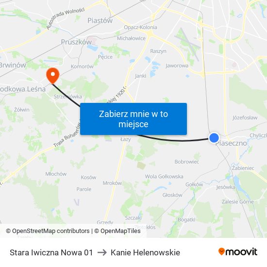 Stara Iwiczna Nowa 01 to Kanie Helenowskie map