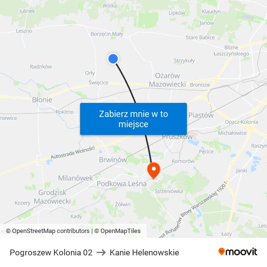 Pogroszew Kolonia 02 to Kanie Helenowskie map