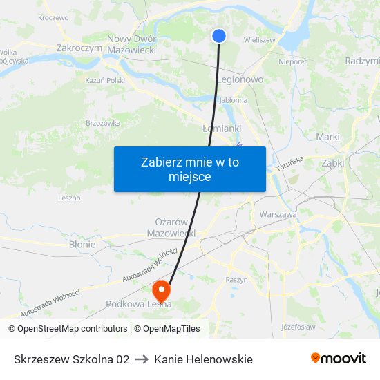 Skrzeszew Szkolna 02 to Kanie Helenowskie map