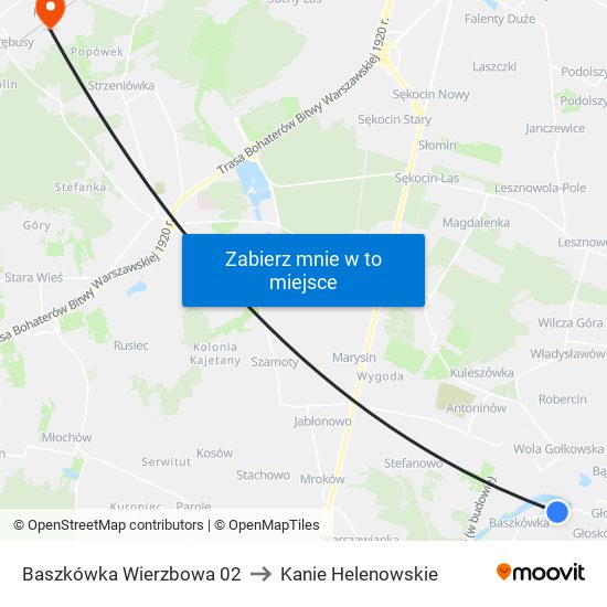 Baszkówka Wierzbowa to Kanie Helenowskie map