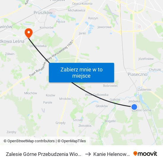 Zalesie Górne Przebudzenia Wiosny to Kanie Helenowskie map