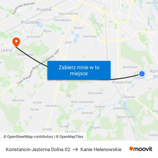 Konstancin-Jeziorna Dolna 02 to Kanie Helenowskie map