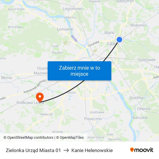 Zielonka Urząd Miasta 01 to Kanie Helenowskie map