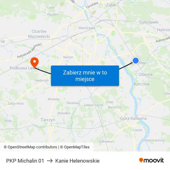 PKP Michalin to Kanie Helenowskie map