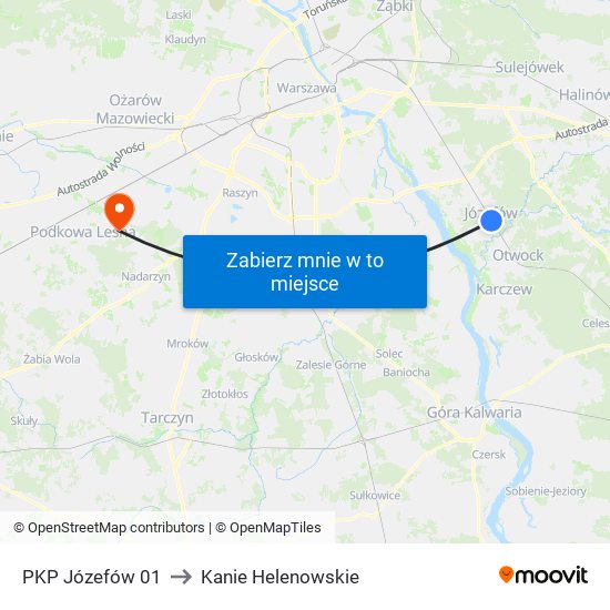 PKP Józefów 01 to Kanie Helenowskie map