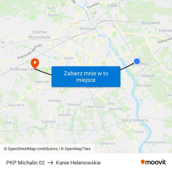 PKP Michalin 02 to Kanie Helenowskie map