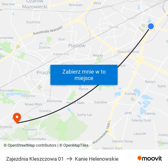 Zajezdnia Kleszczowa to Kanie Helenowskie map