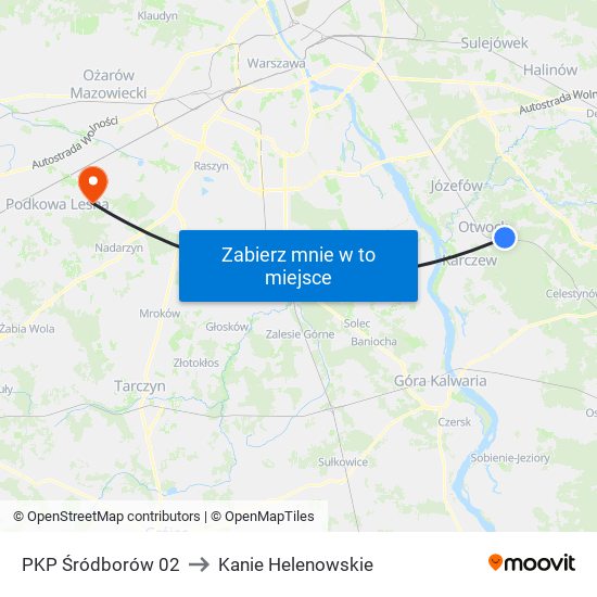 PKP Śródborów 02 to Kanie Helenowskie map