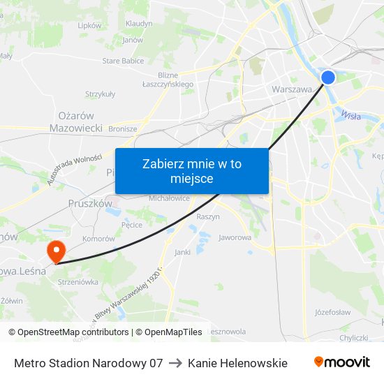 Metro Stadion Narodowy 07 to Kanie Helenowskie map