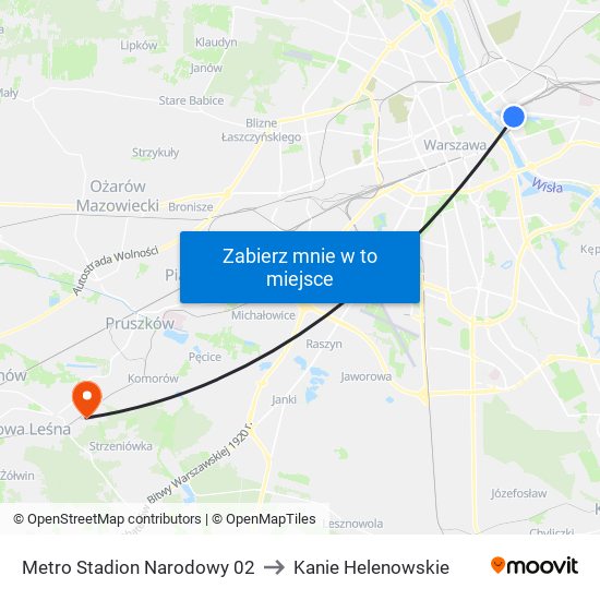 Metro Stadion Narodowy 02 to Kanie Helenowskie map