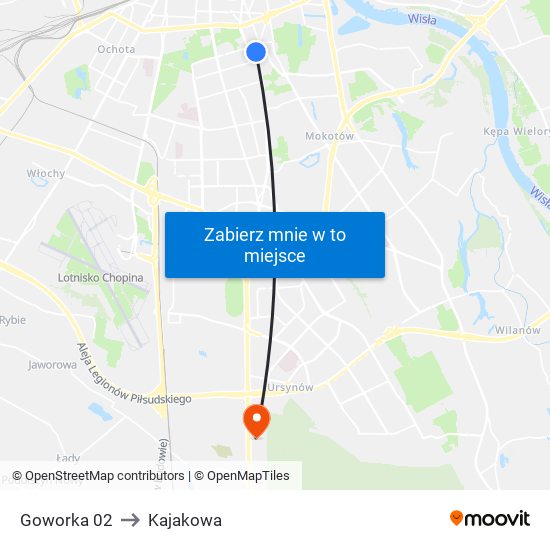 Goworka to Kajakowa map