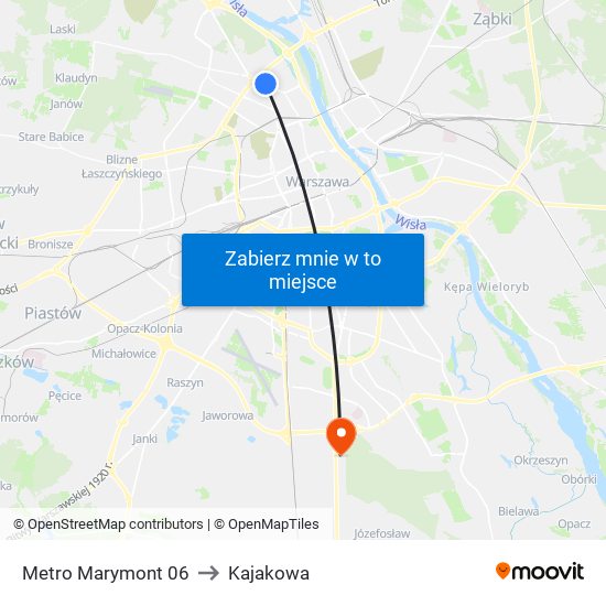 Metro Marymont 06 to Kajakowa map