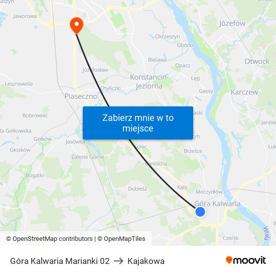 Góra Kalwaria Marianki 02 to Kajakowa map