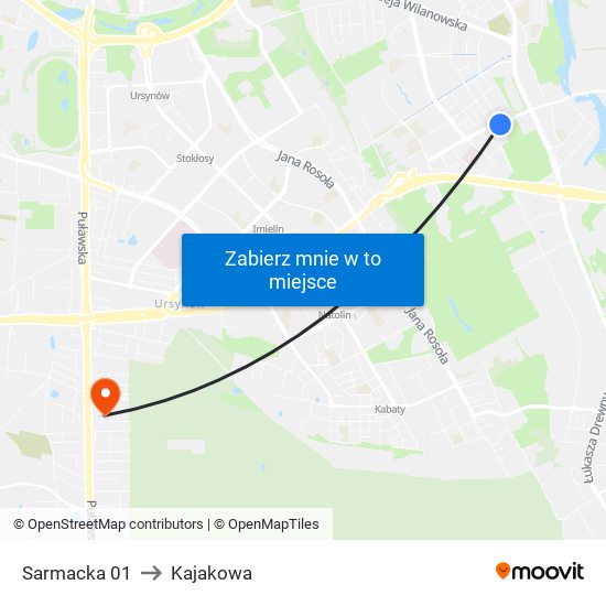 Sarmacka to Kajakowa map