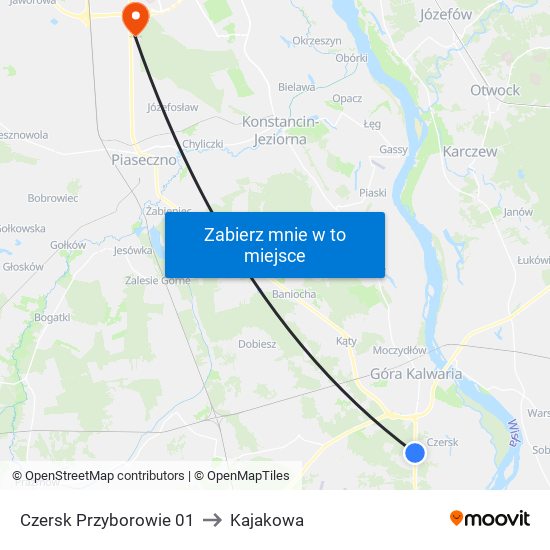 Czersk Przyborowie 01 to Kajakowa map