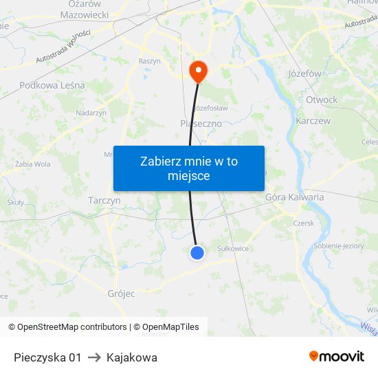 Pieczyska to Kajakowa map