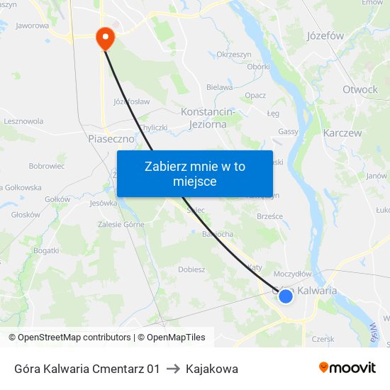 Góra Kalwaria Cmentarz 01 to Kajakowa map