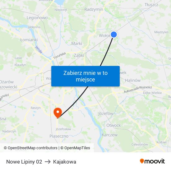 Nowe Lipiny 02 to Kajakowa map