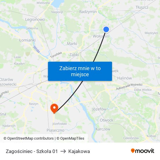 Zagościniec - Szkoła 01 to Kajakowa map