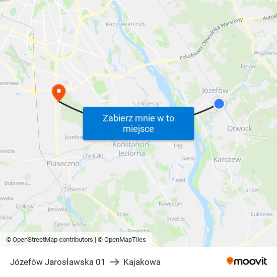 Józefów Jarosławska to Kajakowa map