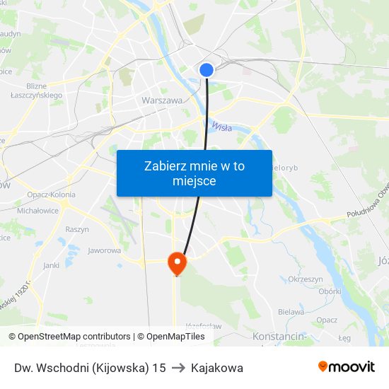 Dw. Wschodni (Kijowska) 15 to Kajakowa map