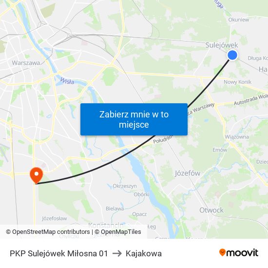 PKP Sulejówek Miłosna 01 to Kajakowa map