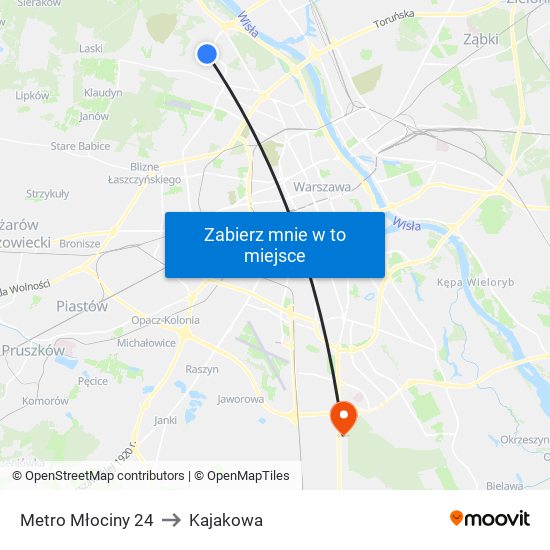 Metro Młociny 24 to Kajakowa map