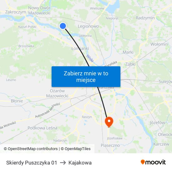 Skierdy Puszczyka to Kajakowa map