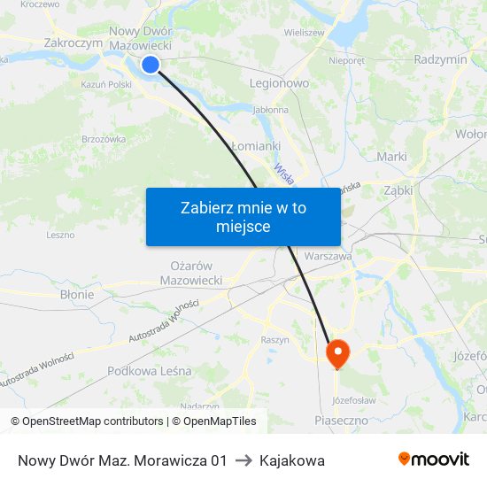 Nowy Dwór Maz. Morawicza 01 to Kajakowa map