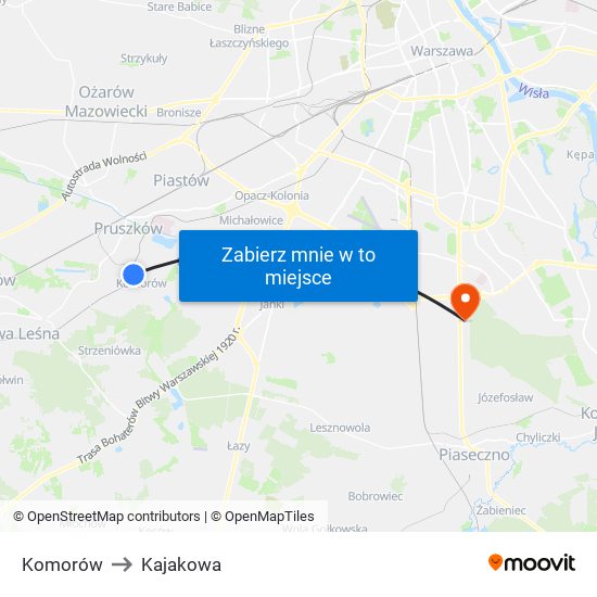 Komorów to Kajakowa map