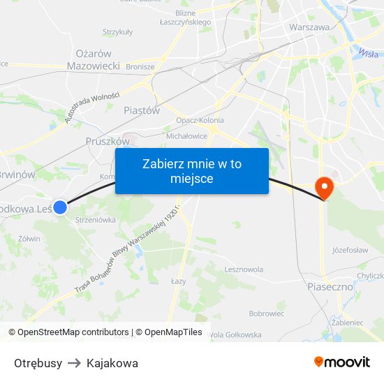 Otrębusy to Kajakowa map