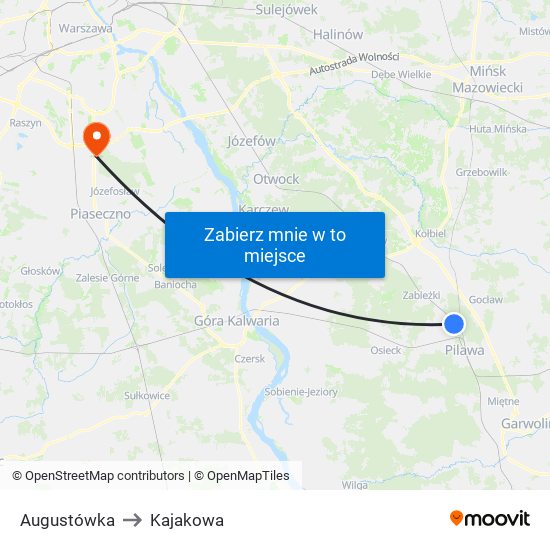 Augustówka to Kajakowa map