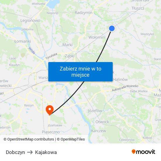 Dobczyn to Kajakowa map