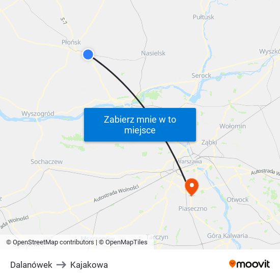 Dalanówek to Kajakowa map