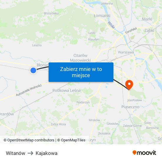 Witanów to Kajakowa map