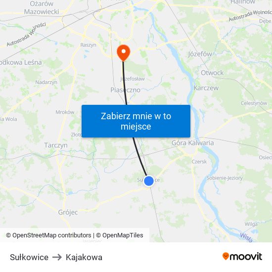 Sułkowice to Kajakowa map