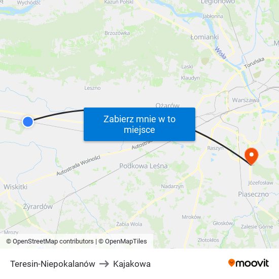 Teresin-Niepokalanów to Kajakowa map