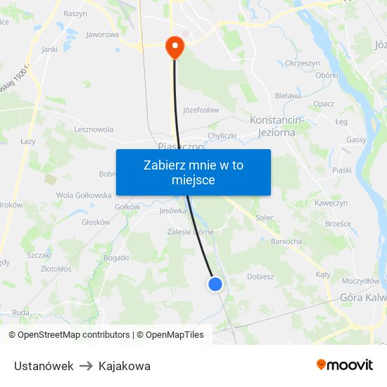 Ustanówek to Kajakowa map