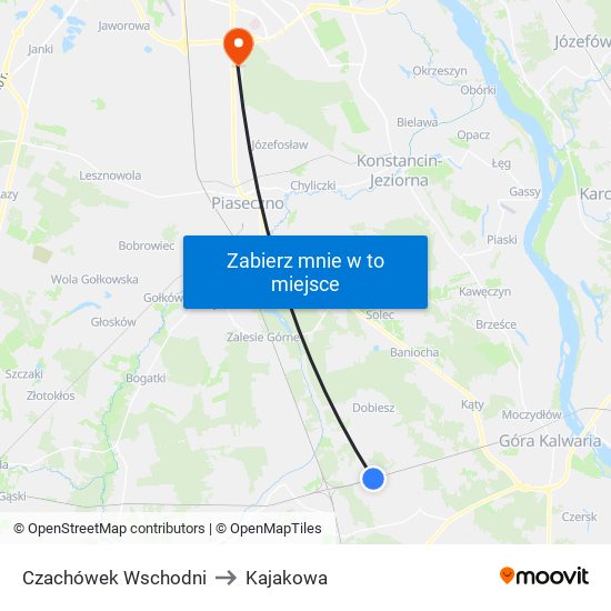 Czachówek Wschodni to Kajakowa map