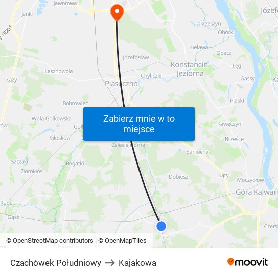 Czachówek Południowy to Kajakowa map