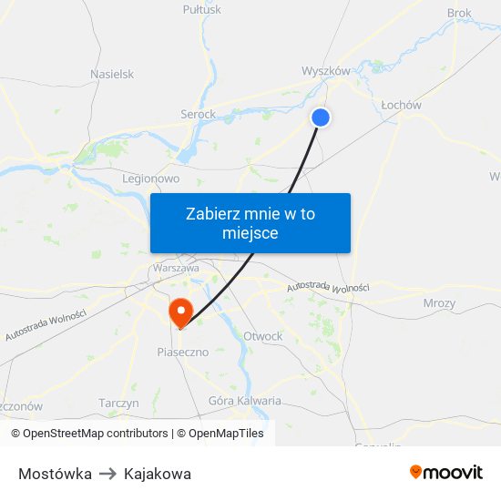 Mostówka to Kajakowa map