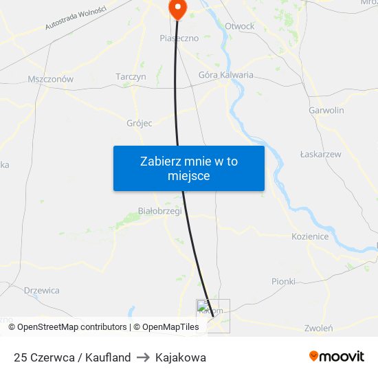 25 Czerwca / Kaufland to Kajakowa map