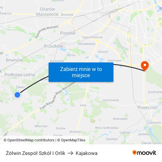 Żółwin Zespół Szkół I Orlik to Kajakowa map