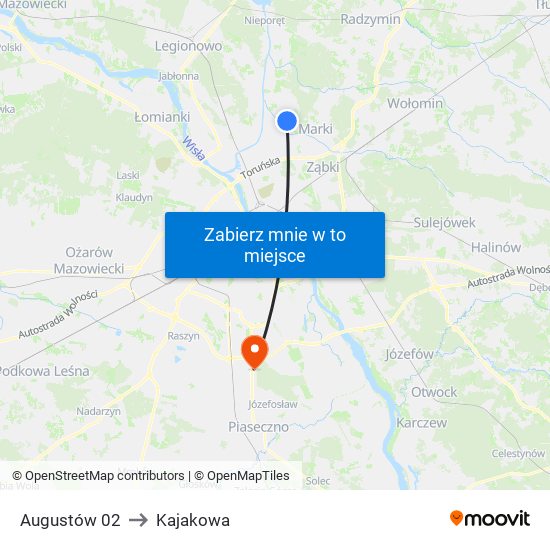 Augustów 02 to Kajakowa map